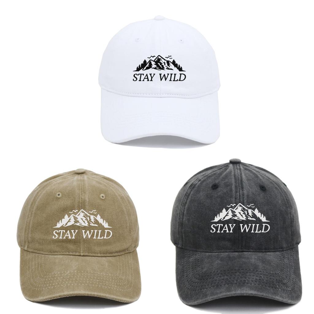 Stay Wild Mountain Embroidered Baseball Cap With Soft Top For Outdoor Sunshade