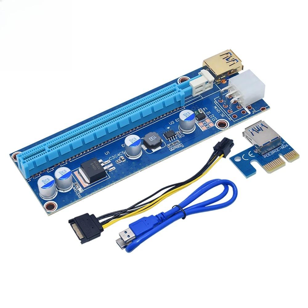 VER009S PCI-E Riser Card Adapter 009S PCIE PCI Express X1 to X16 Extender 0.6M USB 3.0 Cable SATA to 6Pin Power For Video Card
