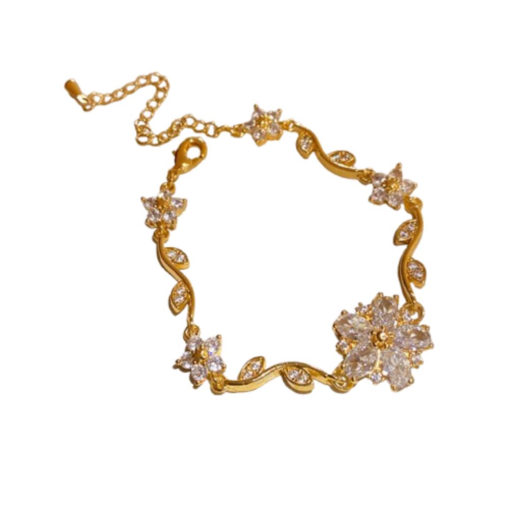 

Exquisite Zircon Flower Bracelet Fashion Shiny Rhinestone Bangle Elegance Bracelet Jewelry Gifts белый