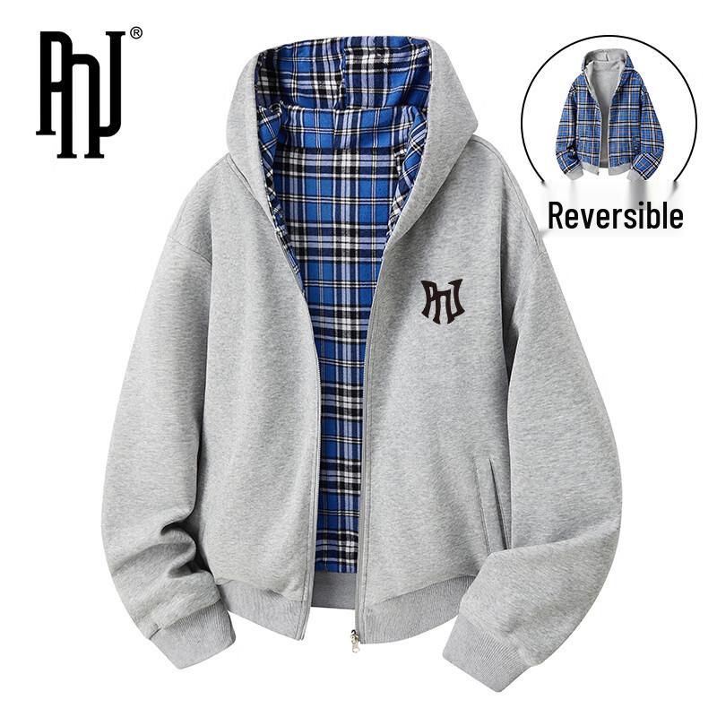 

PNJ Men s Reversible Plaid Hooded Cardigan XL