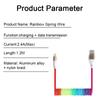 Spring Cable Rainbow Retractable 3A Fast Charging Data Cable Type C Micro USB Ios Flexible Elastic Stretch Charger For Samsung
