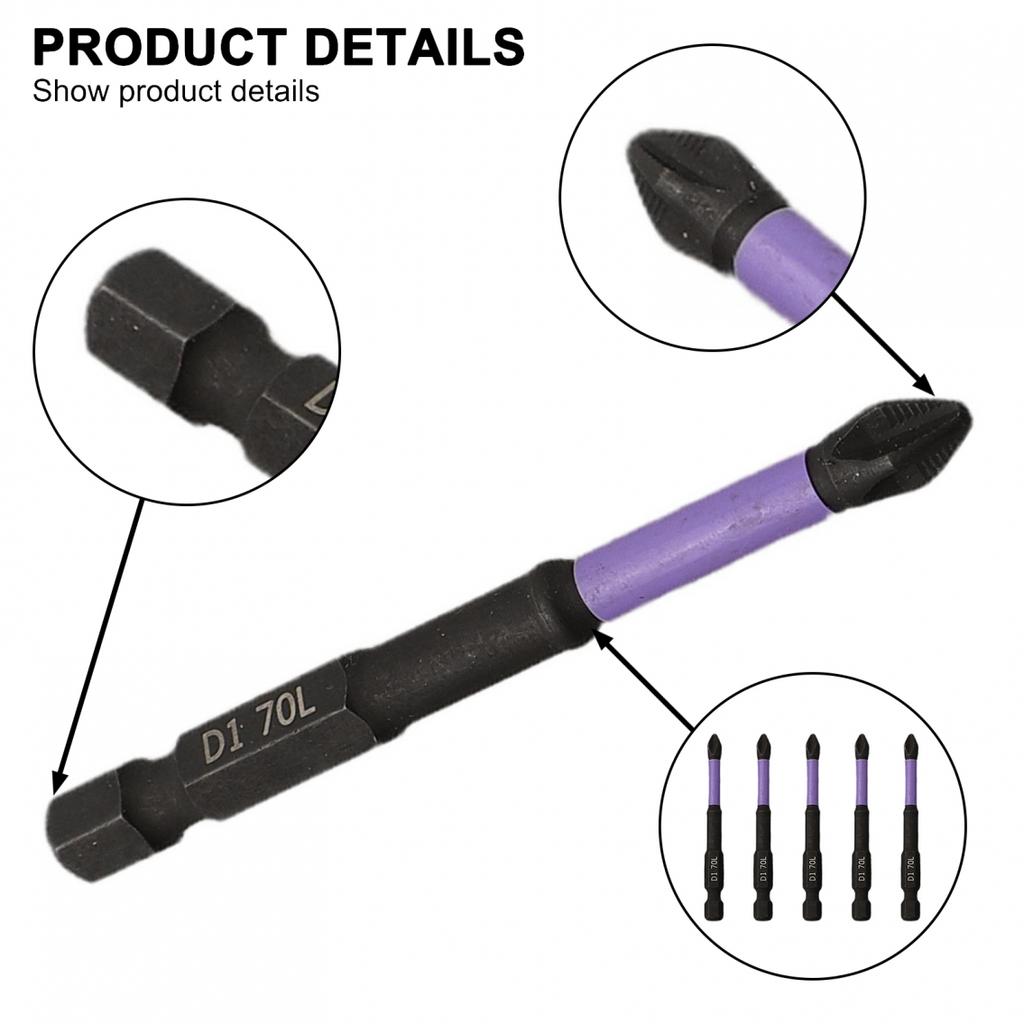 5pcs Batch Head Alloy Steel Black Cross Magnetic Non-slip
