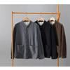 Chinese Style Long Sleeve Men Shirt Traditional Men Clothing Solid Color Stand Collar Cotton Linen Button Shirt Daily Casual Tops Big Pockets