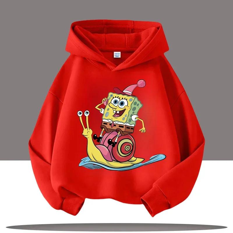 

Осенне-зимние толстовки с принтом Губки Боба Квадратные Штаны, повседневные теплые спортивные с длинным рукавом, детские унисекс худи для мальчиков и девочек 160