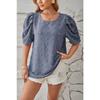 Sommer Damen T-Shirt Gewebter Jacquard Pompon Kurzarm Eckiger Ausschnitt Range Top