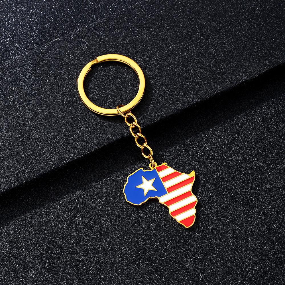 Portachiavi Premium in Acciaio Inossidabile con Ciondolo Mappa Bandiera Africa Ghana Nigeria Capo Verde Congo Uganda Regalo per Appassionati di Viaggi