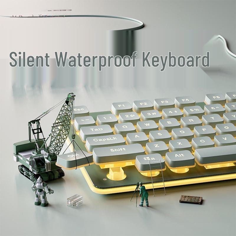 Ultra-Quiet Illuminated Mechanical Feel Wired Keyboard & Wireless Mouse Set for Office & Tablet Use