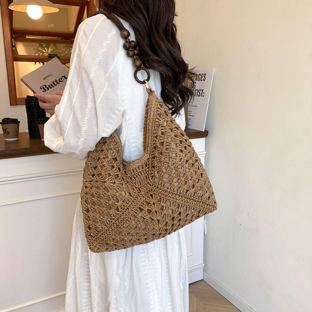 Beach Handbag Straw Woven Bag Tote Bag Hollow Shoulder Bag Fashion Bohemian Beach Bag  Holiday