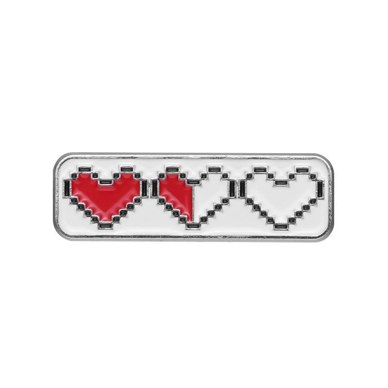 Distinctive Red Heart Pixel Dot Brooch Chic Minimalist Accessory For Men Women And