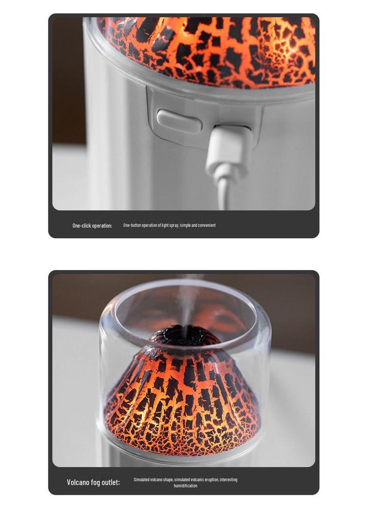 Creative Volcano Humidifier: Seven-Color Aromatherapy Diffuser for Home & Bedroom, Perfect Desktop Gift with Ambient Light