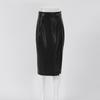 2023 Autumn Winter Slim Split Pu Leather Skirt Casual Black Sexy Skirt Fashion High Waist Hip-wrap Skirt Women Clothing 28676