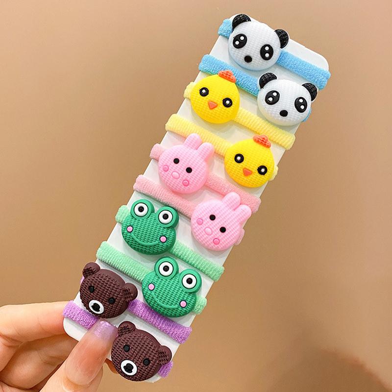 10Pcs Girls Cute Cartoon Rubber Bands High Elastic Hair Bands Children Headwear Hair Accessories Kids Headband Ornaments