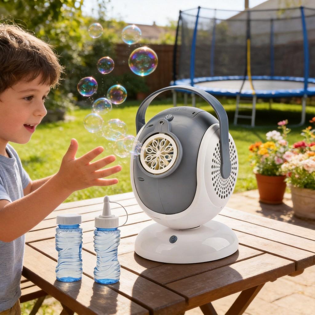 Automatic Bubble Machine With Lights And Rotating Handheld Case For Weddings And Parties