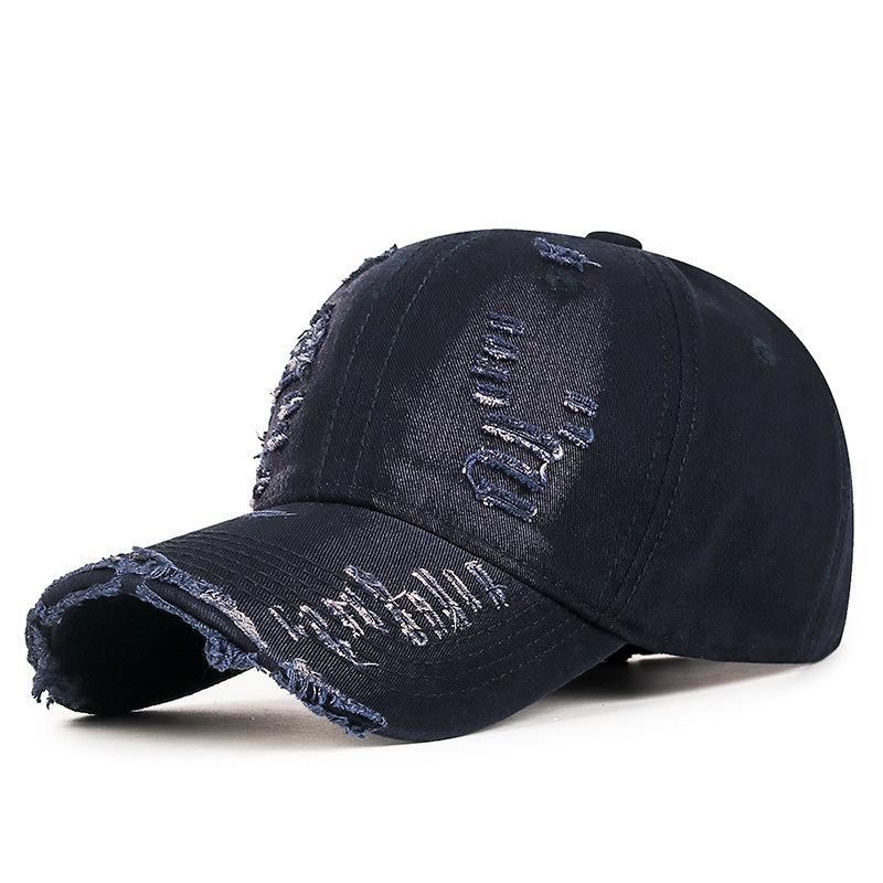 Spring & Autumn Distressed Duckbill Cap - Curved Brim, Ripped Edges, Unique Style Sunshade Hat