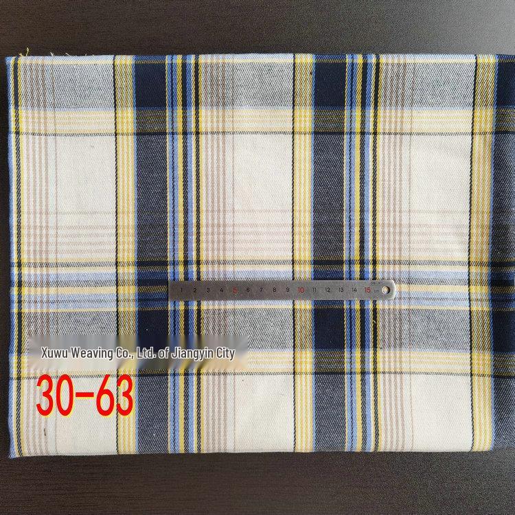 Spot Color-Woven Plaid Jacquard Fabric for Children's Autumn/Winter Brushed Polyester-Cotton Shirts