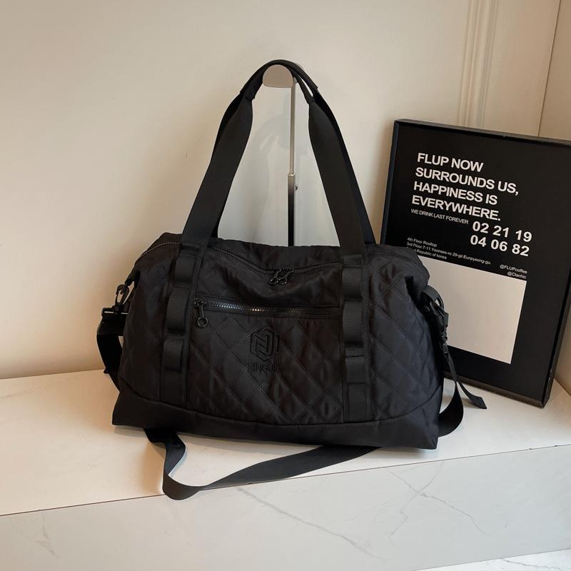 Rhombus Fitness Bag Portable Yoga Bag Women's Dry and Wet Separation Waterproof Large Capacity Luggage Bag Short-haul Travel Bag