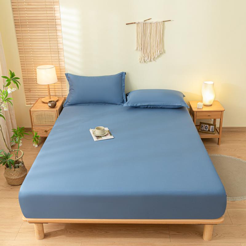 Fitted Bed Sheet with Elastic Band Solid Color Soft Mattress Cover for Single Double King Queen Bed 90/120/140/150/160/180x200cm