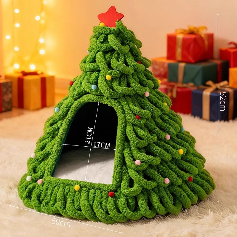 

Christmas tree cat litter, warm in winter, closed security, cat sleeping litter, woven pet litter, small dog kennel