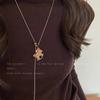 Retro Wooden Pony Pendant Necklace Women's Autumn and Winter Light Luxury High-end Long Sweater Chain Natal Year