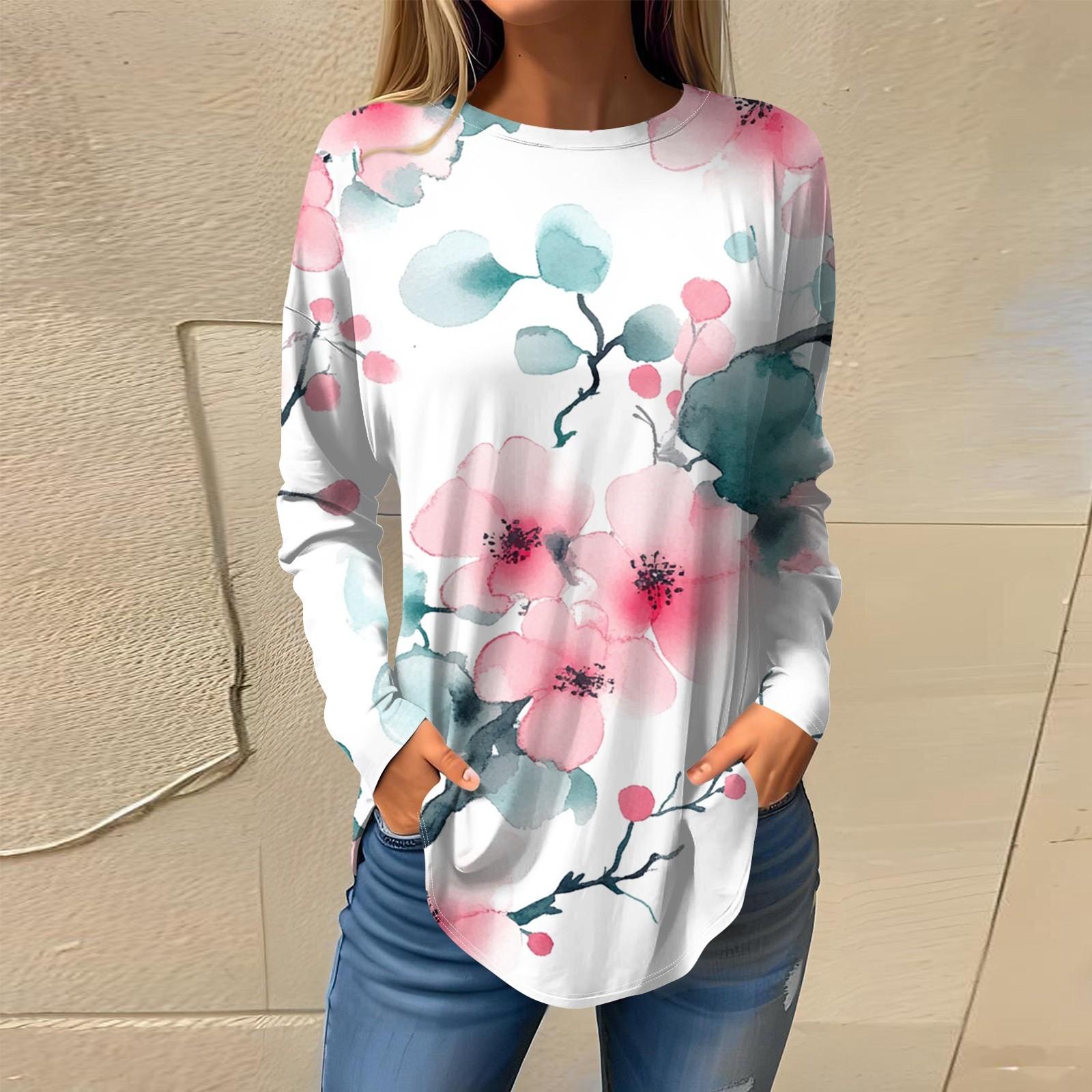 

Женская мода с длинным рукавом и круглым вырезом, винтажный асимметричный пуловер XXL розовый