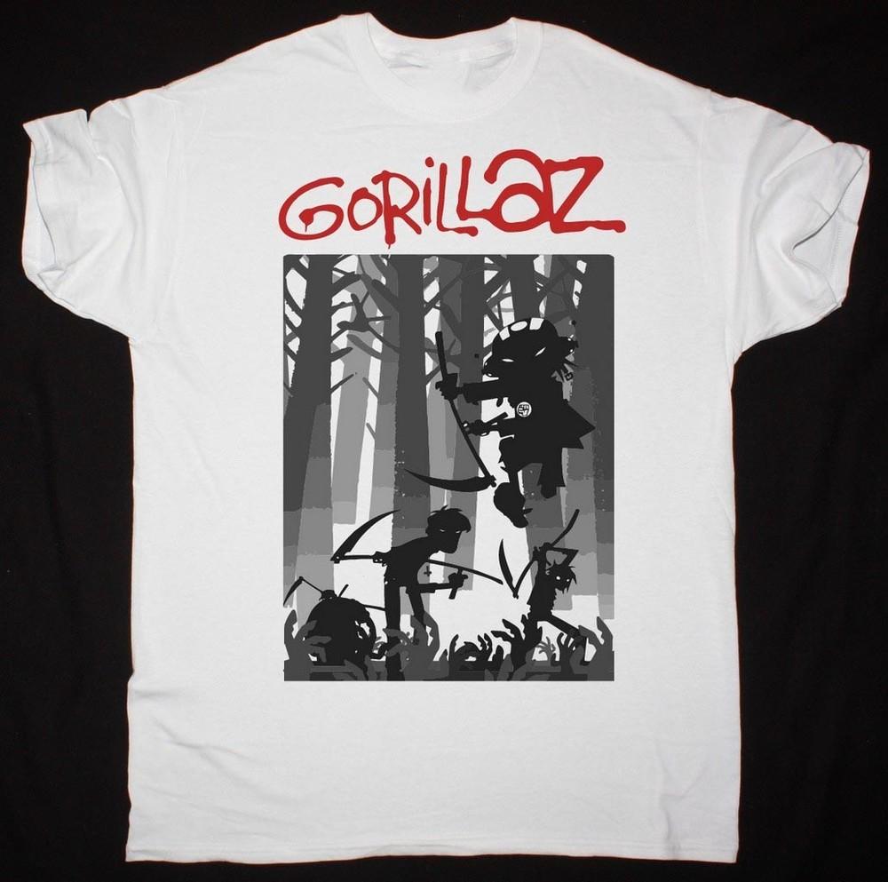 Винтажная футболка Gorillaz Band Forest, тяжелый хлопок, белая, размеры S-5XL, для фанатов, BT510, унисекс XXL