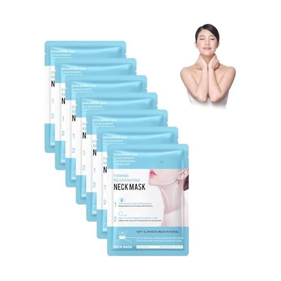 Neck pack, neck mask, 7 pieces, neck care, sheet mask, gel pack, moisturizing care pad for the neck, neck skin conditioner, contains collagen, bright