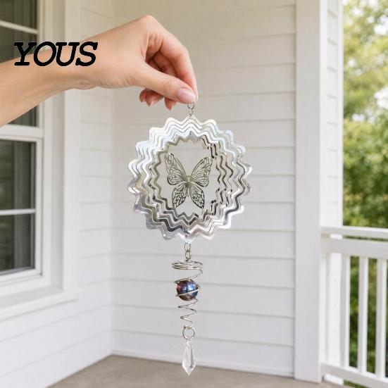 Outdoor Bird Scarer Stainless Steel Reflective Wind Spinners, Garden Decor, Sparkly Spinner, Devices Deterrent to Repellent Pendant Scare Birds