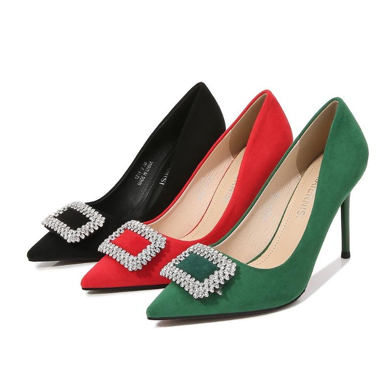 Banquet Fashion Large Size Women's Shoes Fashion Pointed Shallow Mouth Rhinestones Celebrity High Heels