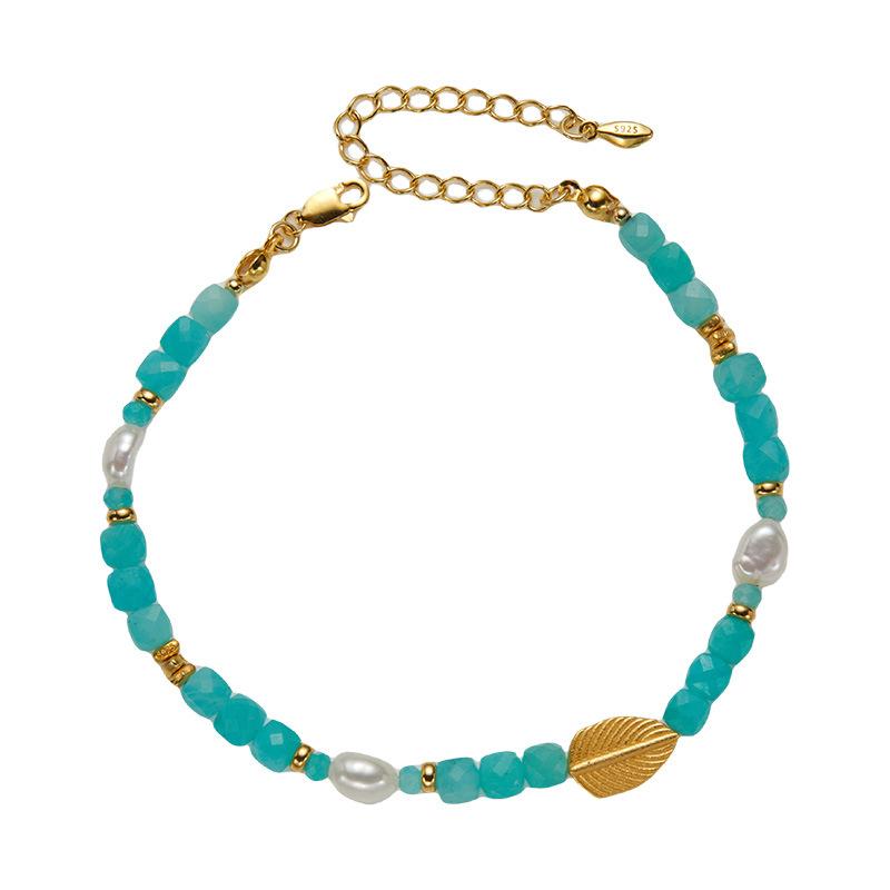 S925 Sterling Silver Natural Tianhe Stone Pearl Colored Treasure Bracelet Women'S Fashion Handmade Beaded Chain Xiaohongshu