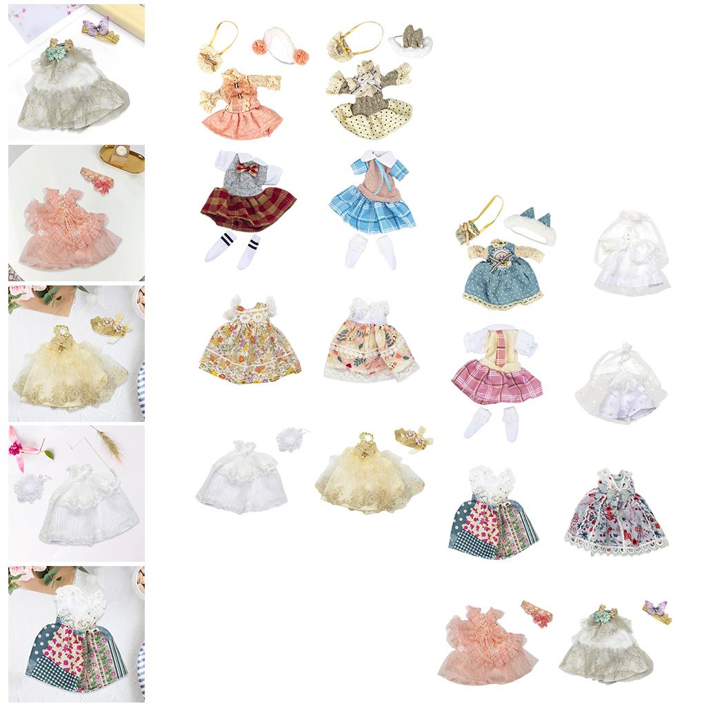 Exquisite Beautiful Dolls Clothes Mini Dress Cloth Clothing Dress Band 20cm Girl Doll Kids Toys No Doll