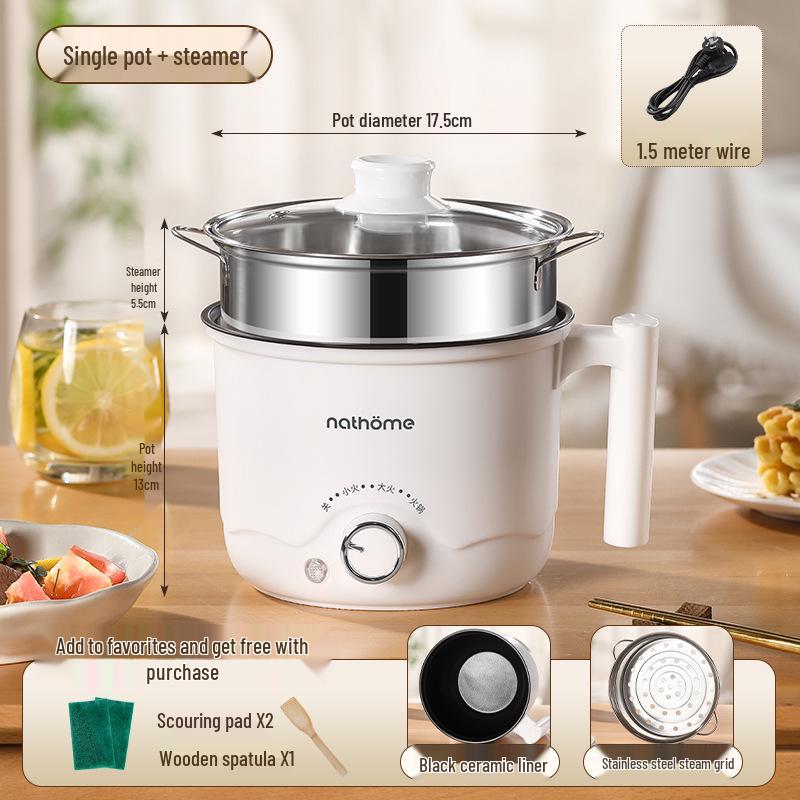Multifunctional Mini Electric Cooker: All-in-One Pot for Steaming, Frying, Braising, and Cooking - Perfect for Dormitory Use.