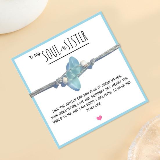 Soul Sister Bracelet Handmade Adjustable Ocean-Inspired Design Women Bracelet with Blue Artificial Crystal Beads