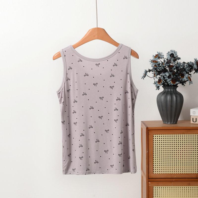 XL To 8XL Plus Size Modal O-Neck Tank Top Summer Women's Sleeveless Tops Bowknot Cami Vest Casual Loose Tees Base Layer Undershirt