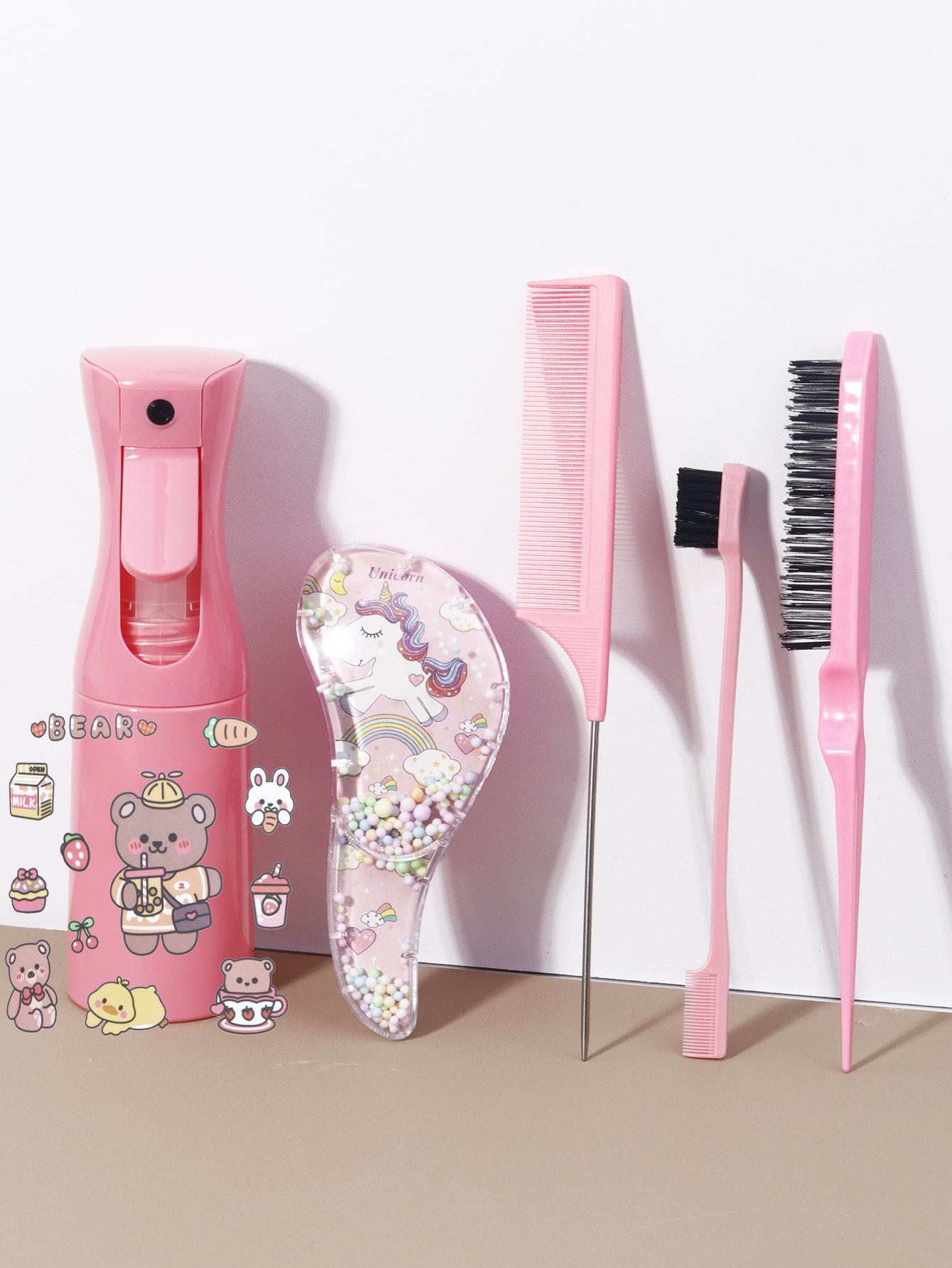 

5pcs/set hair style set with stickers, three sets of styling combs, comb spray bottles, suitable for all hair qualities