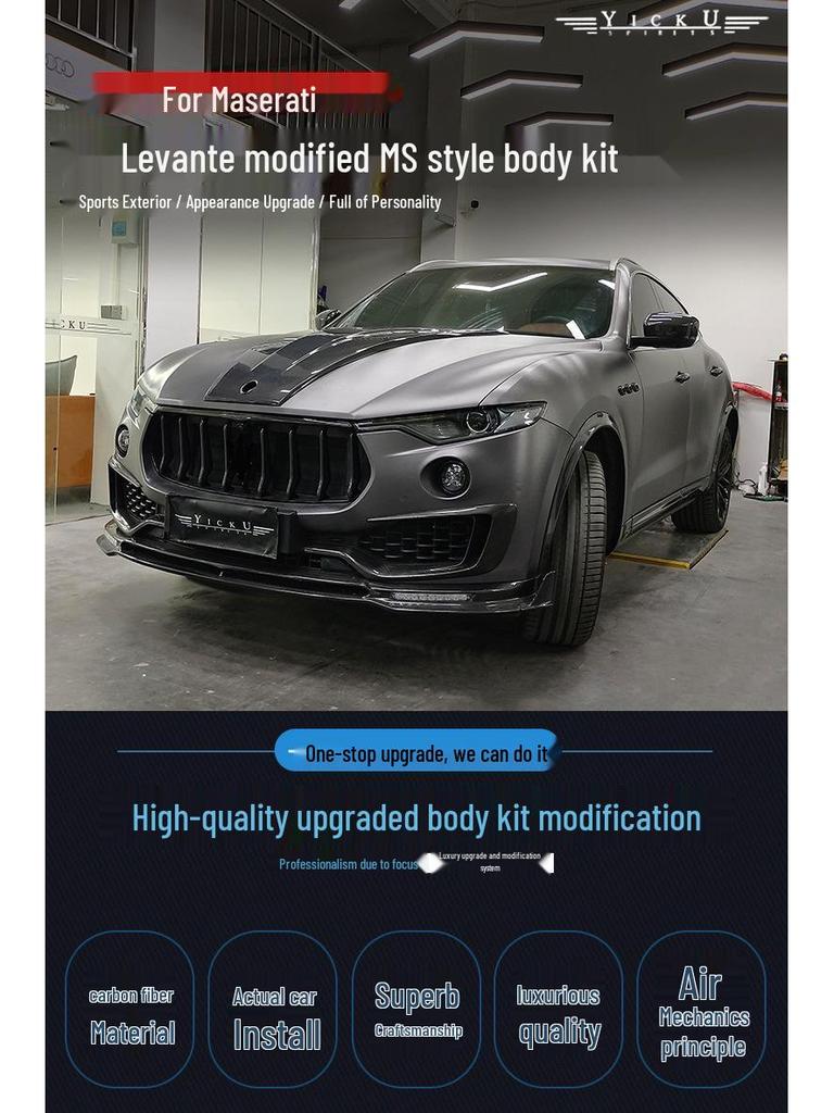 Maserati Levante Carbon Fiber Splitter, Diffuser, Flares, Panels, Deflectors, Hood & Roof Spoiler