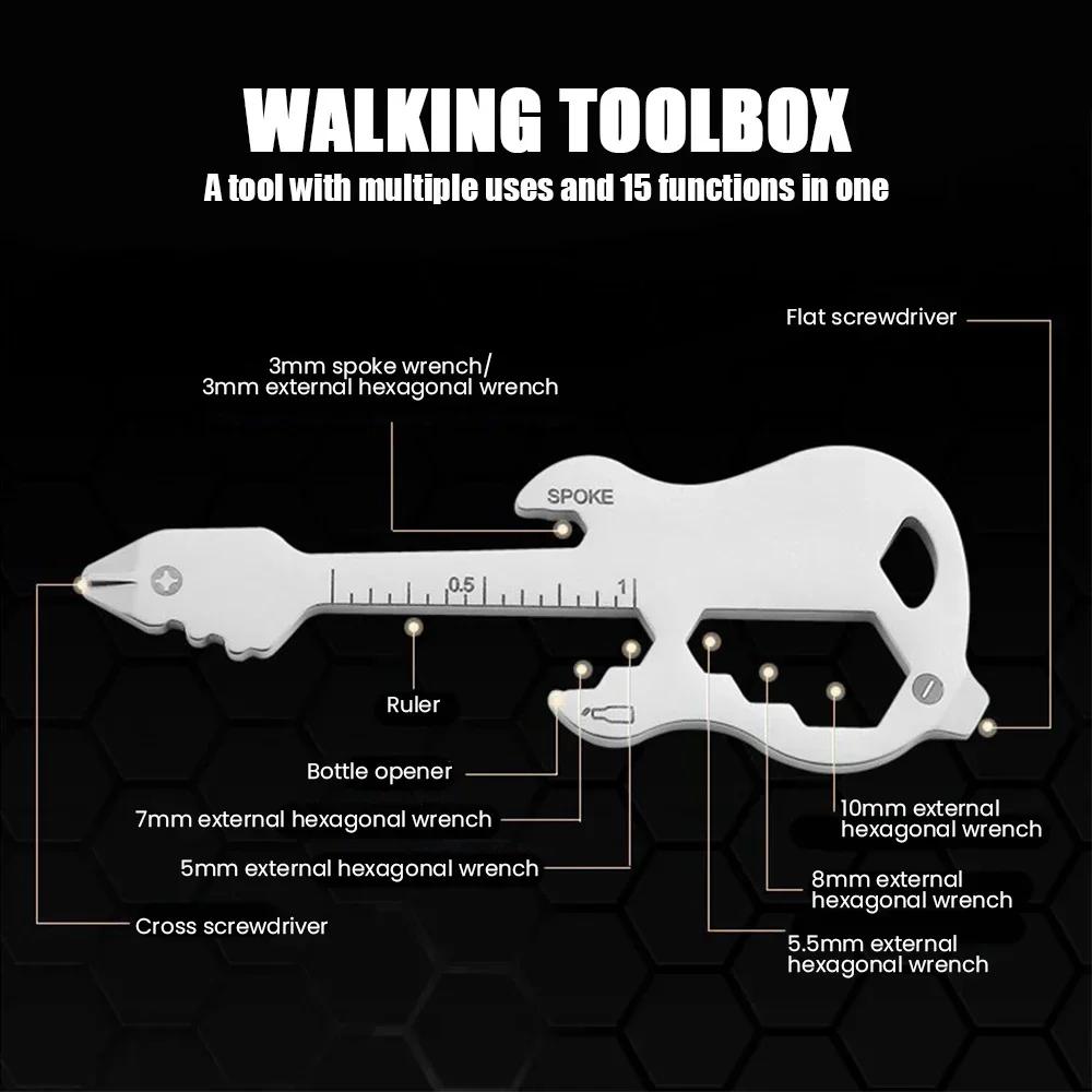 12 In 1 Multifunctional Keychain Creative Guitar Opener Portable Multitool Gadgets Wedding Gifts for Guests Screwdriver Necklace