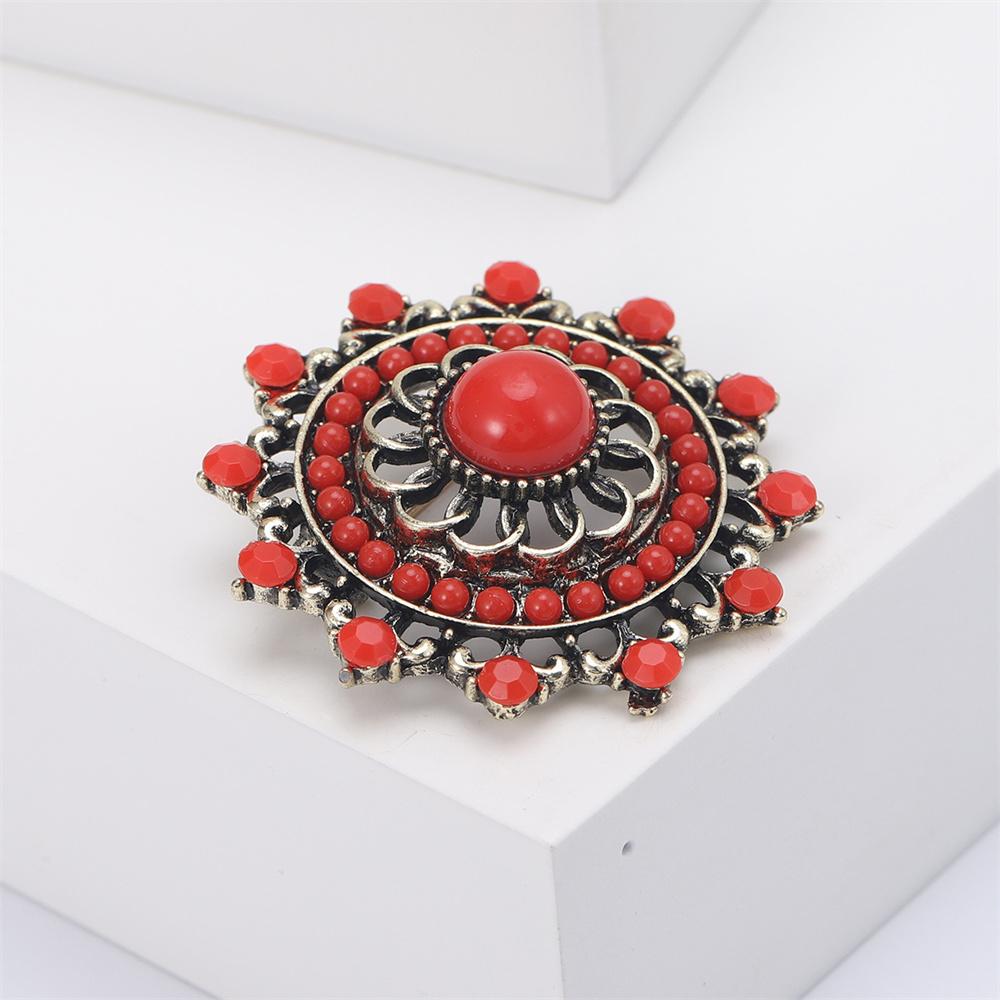 Classic Turkish Brooches for Women Turquoise Flower Pin Friends Party Gift Jewellery Accessories