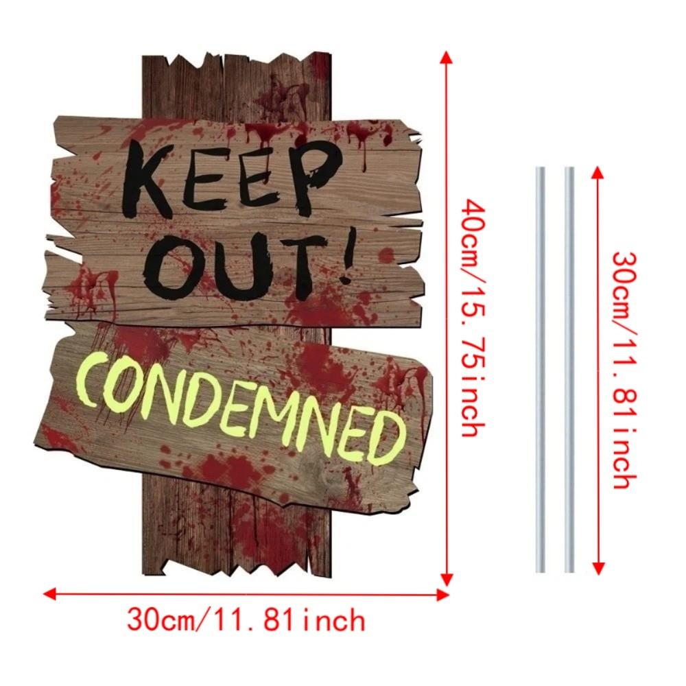 Plastic Material Halloween Warning Signs Vintage Style Yard Garden Signage Home Decor