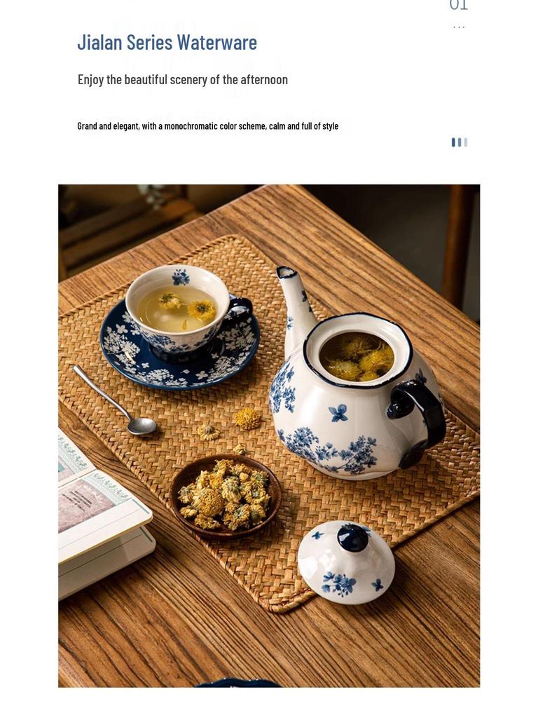 Tazza e Sottotazza da Caffè in Porcellana Cinese Retro Blu e Bianca Jialan - Regalo Ideale per la Festa dell'Insegnante
