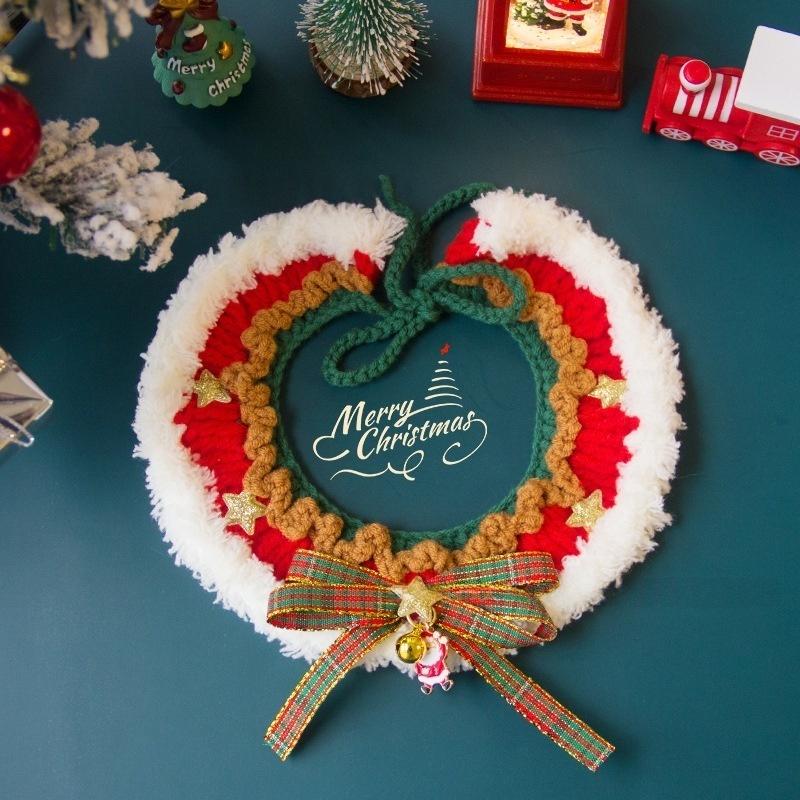 Cute Christmas Pet Scarf - Hand-Knitted Collar for Cat Dog Xmas Tree Decor Accessories