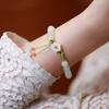 Elegant Round Jade Korean Bracelets White Color Peach Blossom Party Gifts for Women Girls Fashion Jewelry Accessories