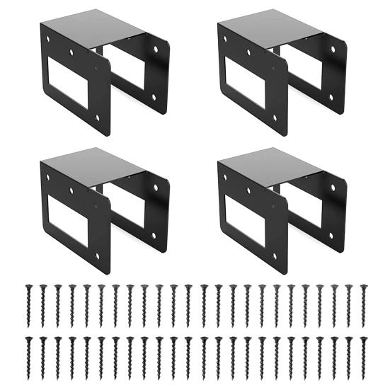 4Pcs Firewood Holder Brackets Firewood Log Storage Rack Brackets with Screws Heavy Duty Coated Metal Brackets for Indoor Outdoor Firewood Log Storage