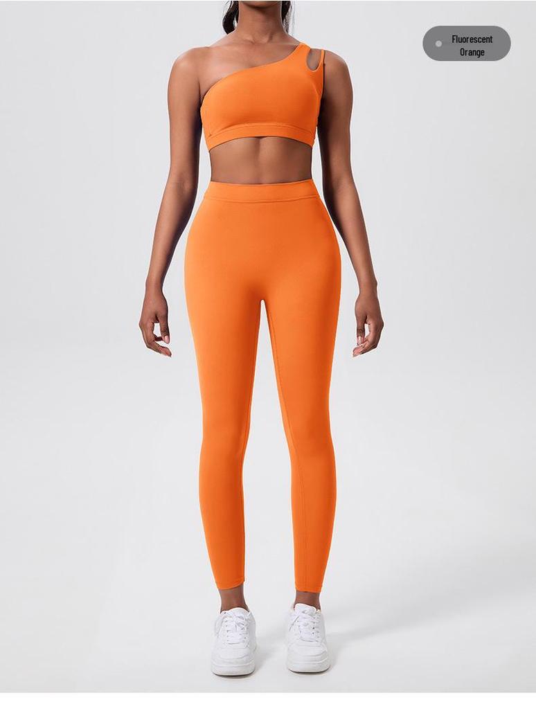 Damen Europäischer & Amerikanischer Elastischer Sport-BH: One-Shoulder Yoga & Fitness Rücken-Detail Weste