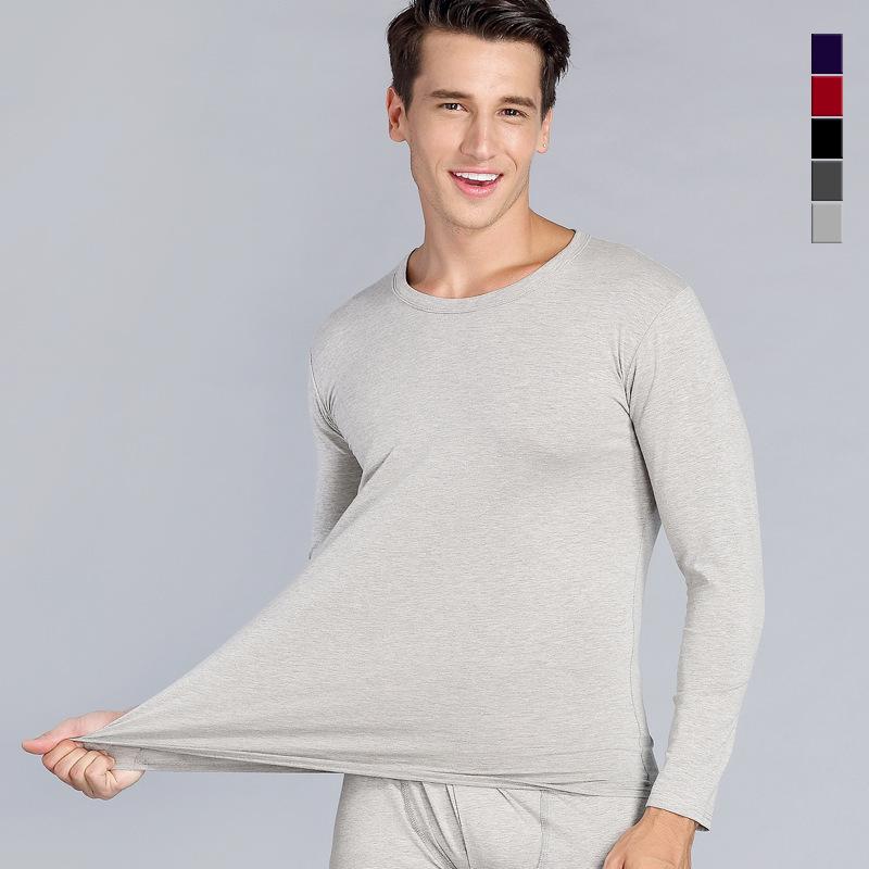 Unisex Herbst/Winter Warmes Unterwäsche-Set - Elastische Basisschicht mit Uni-Rundhalsdesign für Paare