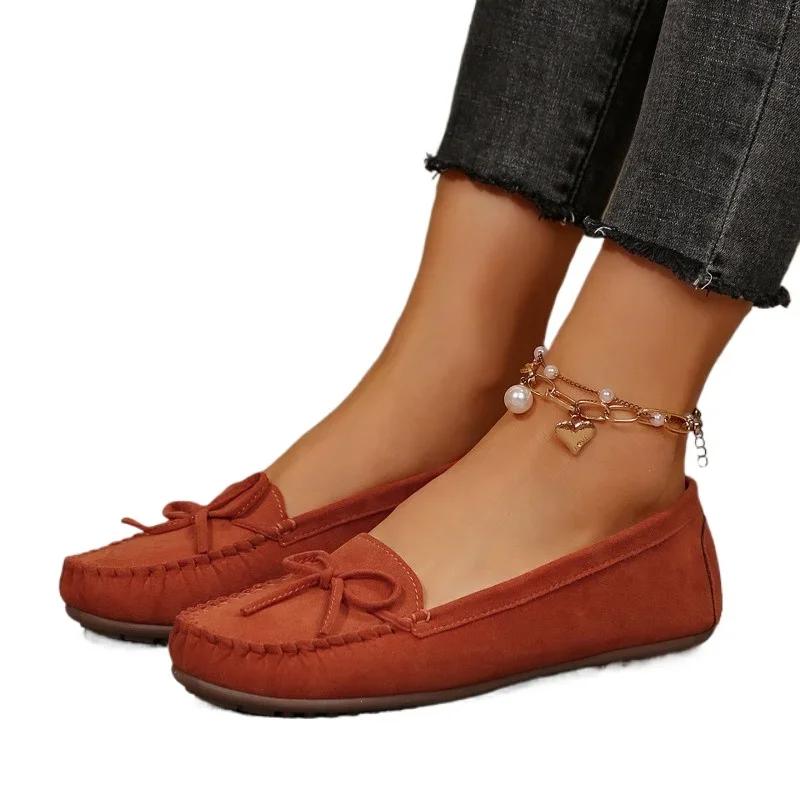 Women's Flat Shoes 2025 Brand Slip on Shallow Fashion Butterfly-knot Casual Flats Hot Sale Plus Size Women Solid Flat Low Heels