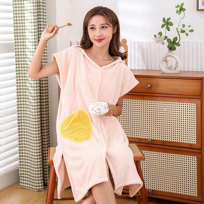 Hooded Wearable Bath Towel Skirt for Adults - Soft & Absorbent Bathrobe for Daily Use