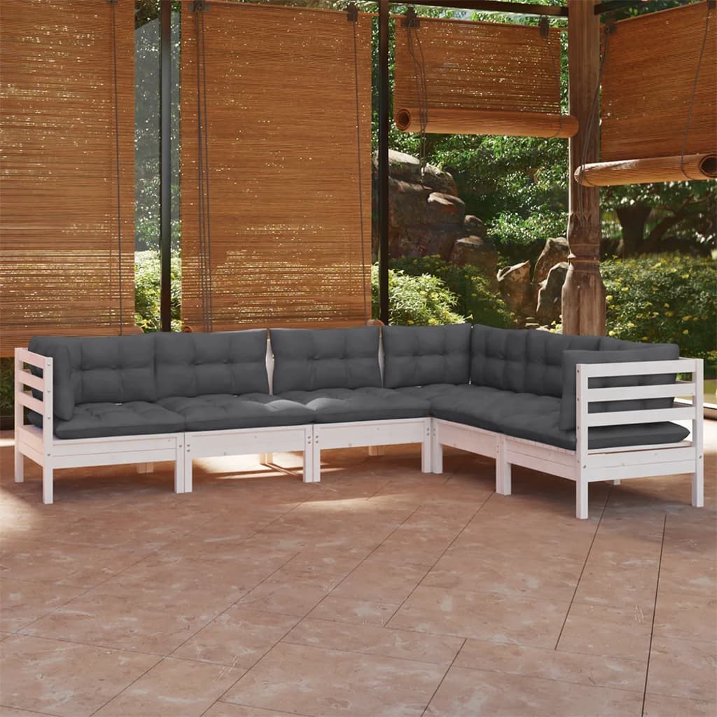 Vidaxl 6-Cz. Garden Lounge Set, With Cushions, White