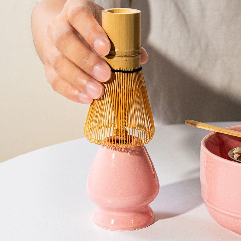 5/8Pcs New Ceramic Matcha Bowl Set Reusable with Pouring Spout Japanese Matcha Set Green Tea Brewing Cup Matcha Equipment