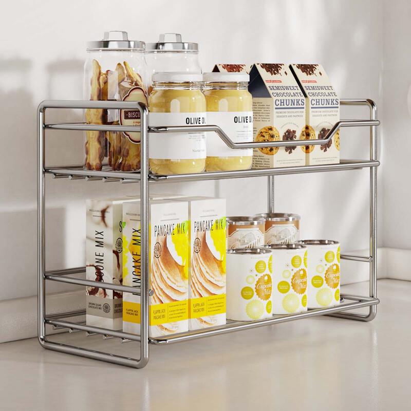 Modern 2-Tier Stainless Steel Countertop Spice Rack