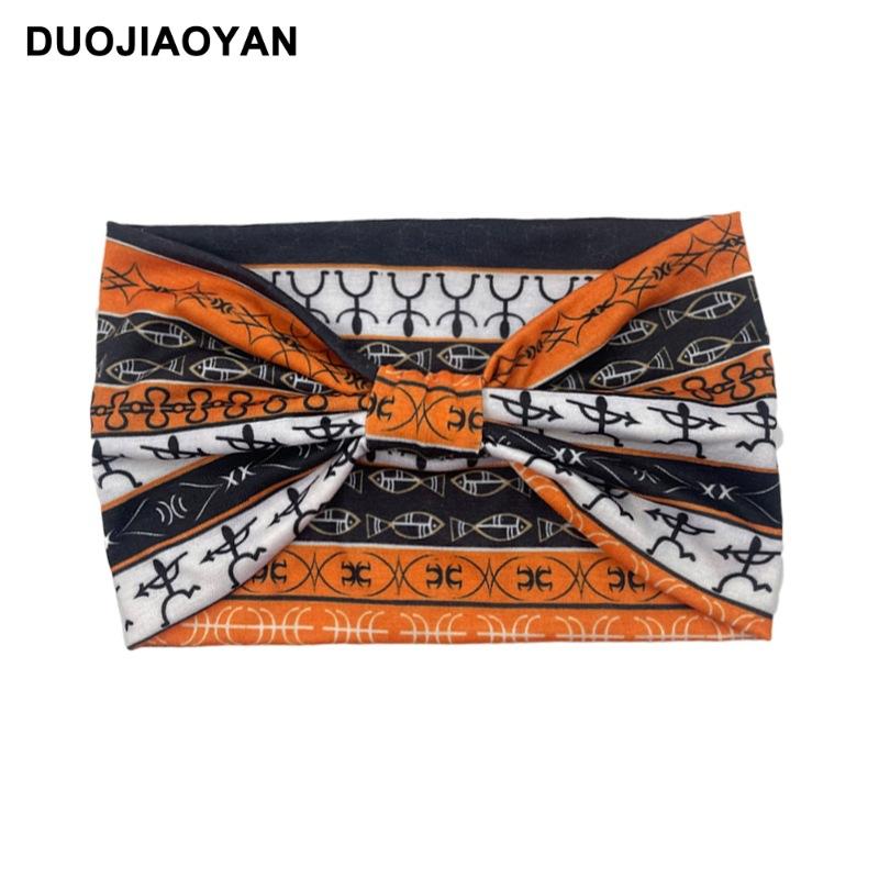 Knot Headband, Color Blocked Pattern Printed Sports Headband, Fashionable Polka Dot Wide Edge Elastic Headband